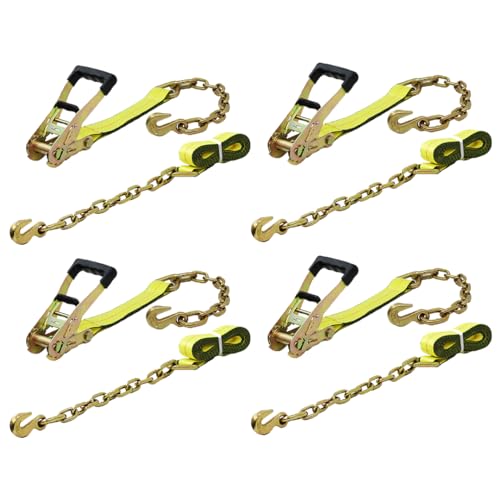 BoxerTool 4 Pack - 2”x 27’ Chain Ratchet Strap 3/8