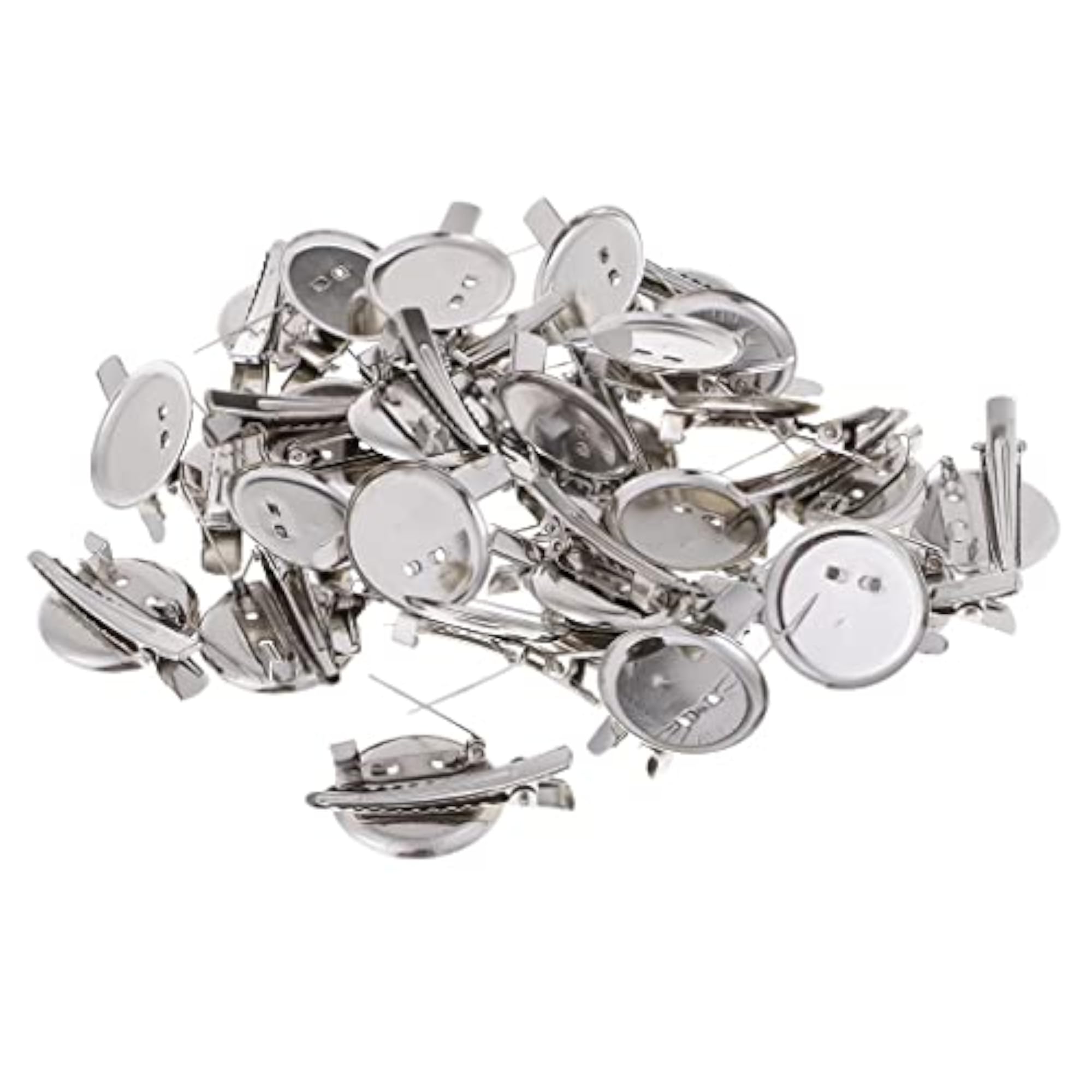 120 Pieces Round Brooch Base Hair Clips Cabochon Tray