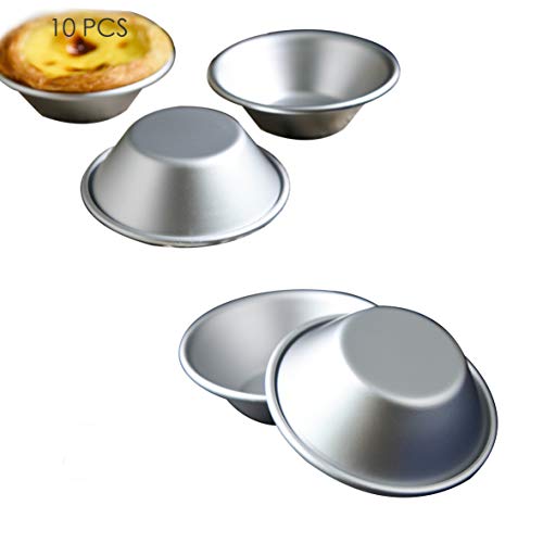 Mini Pie Pans, Cake Cookie Mold ,Set of 10 Anodized Aluminum Pudding Mould Baking Tool ,Size 2.87”0.86” By GLLEEN