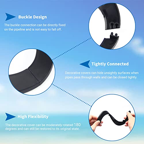 MroMax 20mm Pipe Collars, 4pcs Black Flange Pipe Covers for Radiator & Wall Tube Decoration - Image 4
