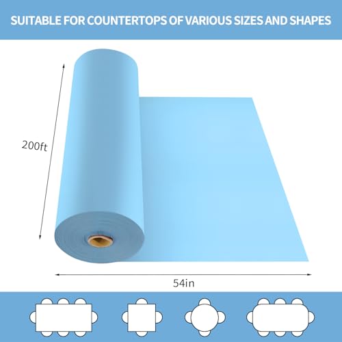CXPSINC 54 Inch X 200 Feet Plastic Table Cover Roll Disposable Tablecloth with Slide Cutter for All Type/Shape Tables | Picnic, Party, Banquet, Birthdays, Weddings (Light Blue) by CXPSINC - Image 2