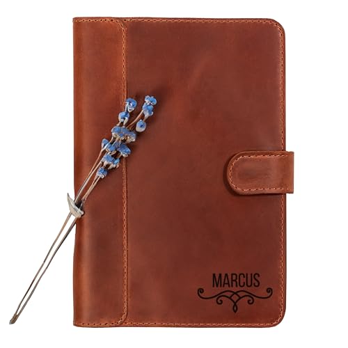 100% Genuine Leather Journal Engraved Name or Initials – Crafted in USA – Personalized Gift for Business, College, Travel, Work for Writing – Refillable Lined Pages Notebook – Journal for Women & Men