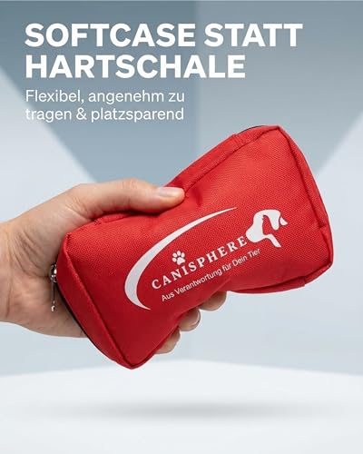 Canisphere Erste Hilfe Set to Go Hund & Katze - Kompakte Hunde Reiseapotheke im Softcase - 10-teiliges Hunde/Katzen Notfallset mit Gürtelschlaufe - Ideal für Spaziergänge, Training & Outdoor