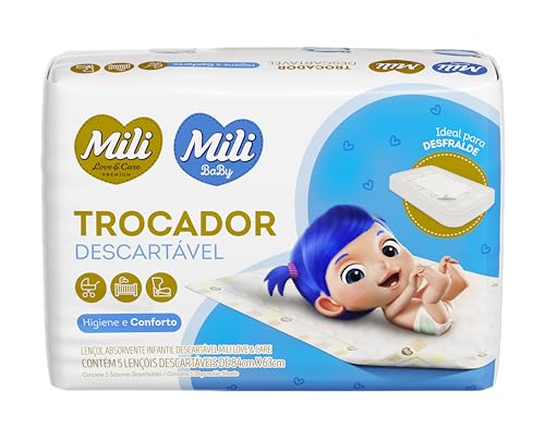 Mili Trocador Lençol Absorvente Descartável - 1 Pacotec/ 5 Lenços Mili