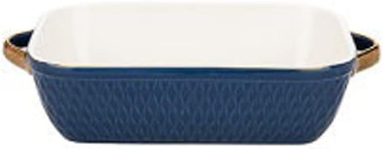 Golden Side Baking Tray Rectangle Oval Ceramic Glaze Baking Pan Barbecue Salad Plate Oven Kitchen Bableware Baking Dish Individual Lasagne Pan Deep (Color : 1) (E)