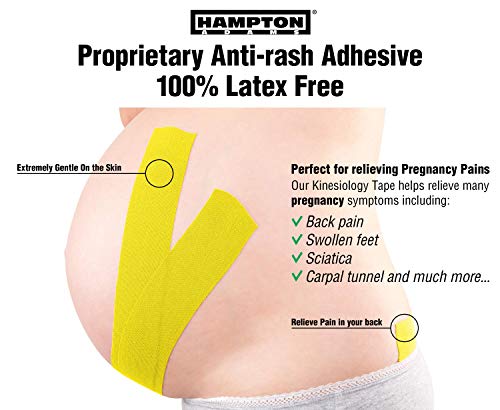 Hampton Adams | As Seen on Shark Tank | Elastic Kinesiology Tape (2-Pack) | Uncut Athletic Tape Supports & Protects Muscles Knees Shoulders & Plantar Fasciitis | Waterproof Hypoallergenic (Yellow)