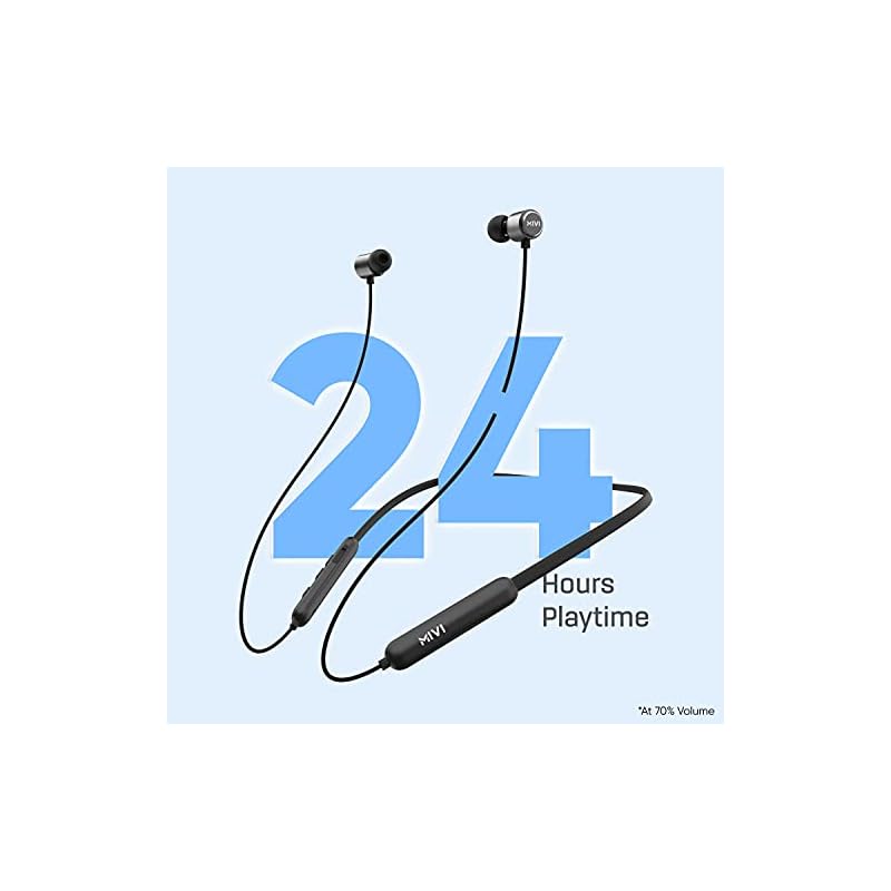 Mivi Collar Flash Bluetooth Wireless in Ear Earphones,24 Hours Battery Life, Booming Bass, IPX4 Sweat Proof, Passive Noise Cancellation, Bluetooth 5.0 with mic (Black) - Image 3