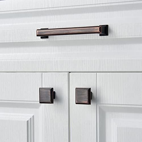 Ycsj 10 Pack Oil Rubbed Bronze Solid Hardware Square Cabinet Knobs,1.3-Inches Square Cabinet Furniture Drawer Knobs Oil Rubbed Bronze,Square Bronze Knobs For Cabinets #TOP5