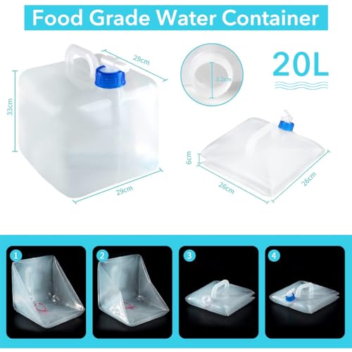 Image of Optifit 20L Collapsible Portable Water Storage Tank with Faucet, BPA-Free Emergency Water Container for Camping, RV Travel & Outdoor Activities, Leakproof & Durable Design