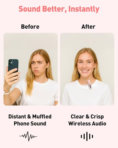 Image of USB C Lavalier Microphone Wireless Mini Mic for Type-C Android Phone /Tablet /PC Video Recording Clip-on Mics with Rotatable Clip&Denoise Recording, Ideal for Vlog Tiktok Youtube Content Creator, Pink