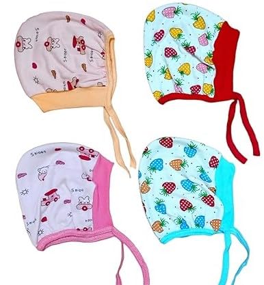 PEARSILK New Born Infant Baby Soft Pure Cotton Caps, Hosiery Cotton Tie Knot Bonnet Hat Set, Multicolour, 0-6 Months, Pack... - Review, Price and Buying Guide
