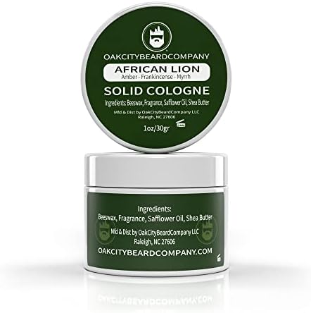 Oak City Beard Company - African Lion - Solid Cologne - 1 Ounce - Amber - Frankincense - Myrrh - Patchouli - Exotic