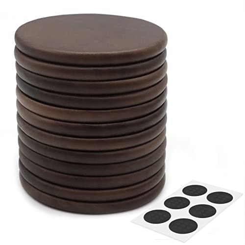 Sijdiee 4 Inch Wood Drink Coasters, 12 Pack Round Bulk Wooden Coasters With Non-Slip Silicon Dot Stickers For Bar Kitchen Home Dinner Table Decor #TOP19