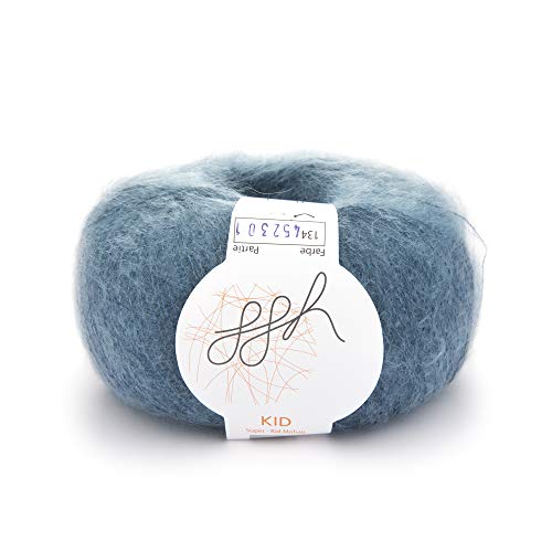 ggh Kid | Laine mohair - 25g de laine en boule - convient au tricot | Couleur 134 - Ozean