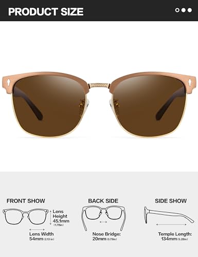 Image of BIRCEN Mens Polarized Sunglasses for Driving: Al-Mg Metal UV Protection Sun Glasses Square Shades for Fishing Travel 2026