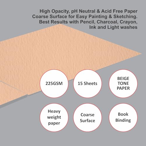 Image of Anupam Skin Toned Watercolour Paper Pad - Beige Toned - Cold Press Paper - 225 GSM - 15 Sheets - A4