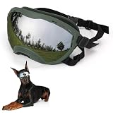 Flantor Dog Goggles for Large Dogs, UV Wind Dust Fog Protection, Soft Frame Adjustable Dog Sunglasses, Summer Driving & Winter Snow Eyewear, Tactical Pet Glasses with Elastic Strap (Green)