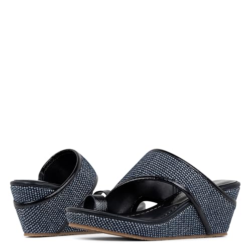 Donald Pliner Women's Gyer Wedge Sandals, Size 10 in Navy Denim, Comfortable, Cute, & Classy Slip-On Heeled Dress Sandals for Women, Casual Ladies Beach Shoes for Everyday, Errands, Events by Donald J Pliner - Image 7