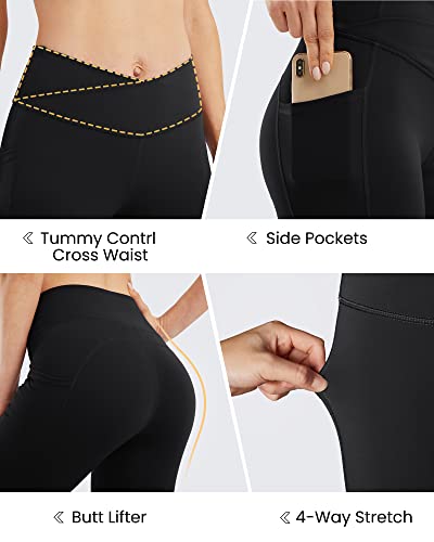 G4Free Womens Cross Waist Flare Leggings High Waisted Bootcut Capri Pants For Women Athletic Running Cropped Pants(Black,Xl) #TOP3