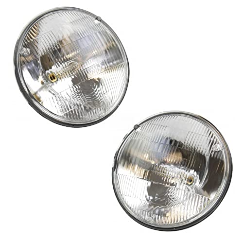 TRQ Round Sealed High Beam Headlight Headlamp Pair for Chevy GMC Ford Dodge