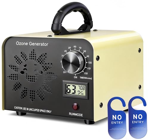 Generador de ozono de 90.000 mg/h con pantalla de temperatura/humedad, máquina de ozono portátil de alta capacidad para eliminar olores, purificador de aire de ozono para habitaciones, humo