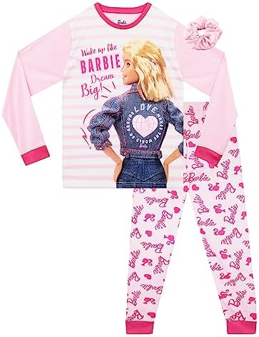Barbie Pajamas Girls | Girls PJs and Scrunchie Set | Pajama Set for Girls | Girls Sleepwear | Official Merchandise