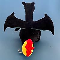 Vista 3 de CHAOZI0 Dragón de peluche con alas malvadas, dragón que respira fuego, juguete de peluche de dragón de fuego, almohada, compañero para niños