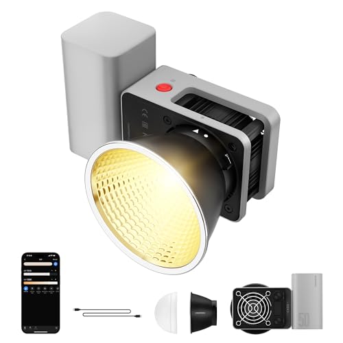 ZHIYUN CINEPEER CX50 [Official] 50W Video Light with 4500mAh Battery, Bi-Color Portable Led Camera Lights with APP Control, COB Continuous Output Light with 2700K-6500K/CRI≥95/TLCI≥96/13 Effects