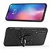 Phone Case for Xiaomi Mi 9 with Tempered Glass Screen Protector Cover and Magnetic Ring Holder Stand Kickstand Slim Hard Cell Accessories Xiami Mi9 Rubber Men Boys Women Girls Dual Layer Cases Black