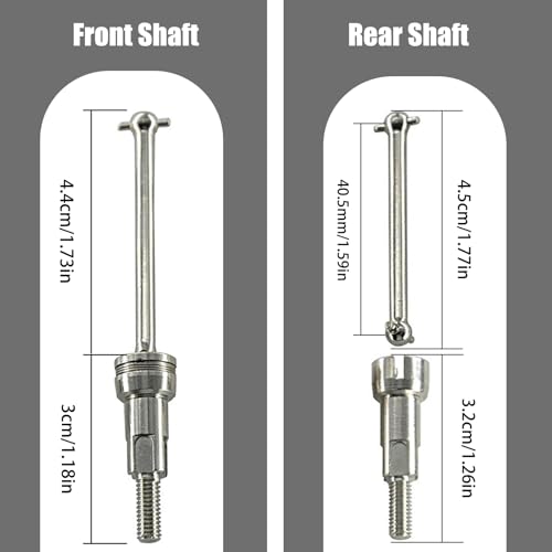 Fraizoe RC Steel Drive Shaft Kit Front & Rear (Universal Shafts/Rear stub axles/Dogbones/Hexes) - Compatible with ARRMA 1/16 Mojave GROM Series Desert Trucks (ARA2104/ARA2304/ARA2304S) — view 3