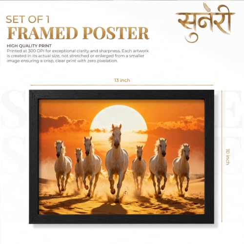 Image of Suneree 7 Horse Vastu Wall Painting (Landscape Collection) (Natural, Design 16, 33L x 25W cm)