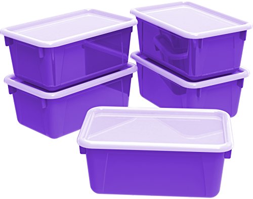 Storex Small Cubby Bin with Cover, Classroom Purple, 5-Pack (62411U05C) by Storex - Used condition - CA$38.16