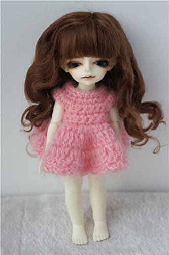 JD162 4-5inch 1/12 Long Curly Sauvage Mohair Doll Wigs (L.t Brown)