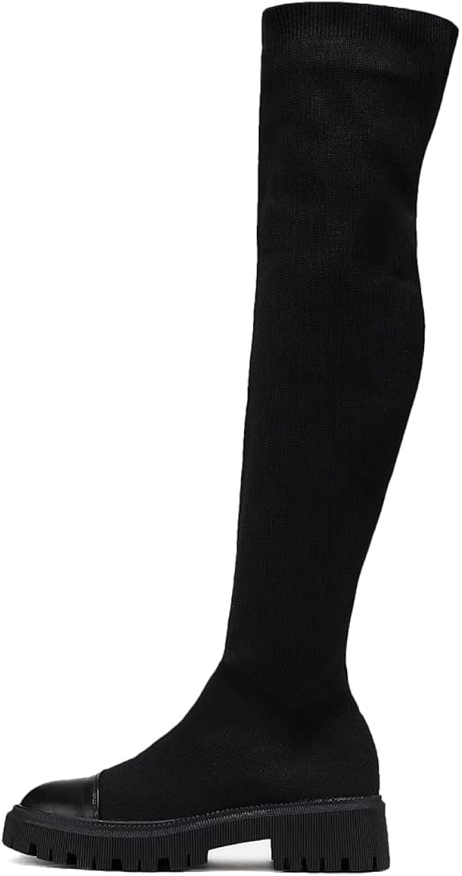 MARYPAZ, Bota mosquetera negra con elástico y suela track para Mujer 38 EU  : Amazon.es: Zapatos y complementos