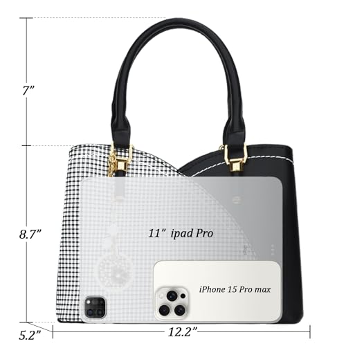 Image of KKXIU Triple Compartments Purses and Handbags for Women Fashion Ladies Satchel Shoulder Top Handle Bag