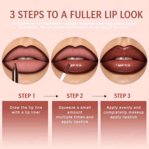 MUREND 3PCS Nourishing Lip Liner and Lip Gloss Set, Lip Gloss & Brown Lip Liner Combo Sets, Non-Sticky Plump Lips Kit for Women, Moisturizing Nude Lip Glow Oil, Lightweight & Long Lasting Lips Makeup - Image 6