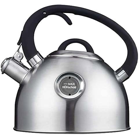 HöHscheid Edelstahl Wasserkessel Induktion, 2,5 L Teekessel Flötenkessel Camping Cover
