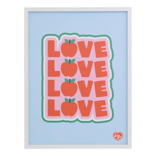 Atmosphera x Cha Cha Pop - Tableau Encadré Love - 31,5 x 41,5 cm - Cadre Bois et Verre - Décoration Murale pour Chambre, Salon, Cuisine