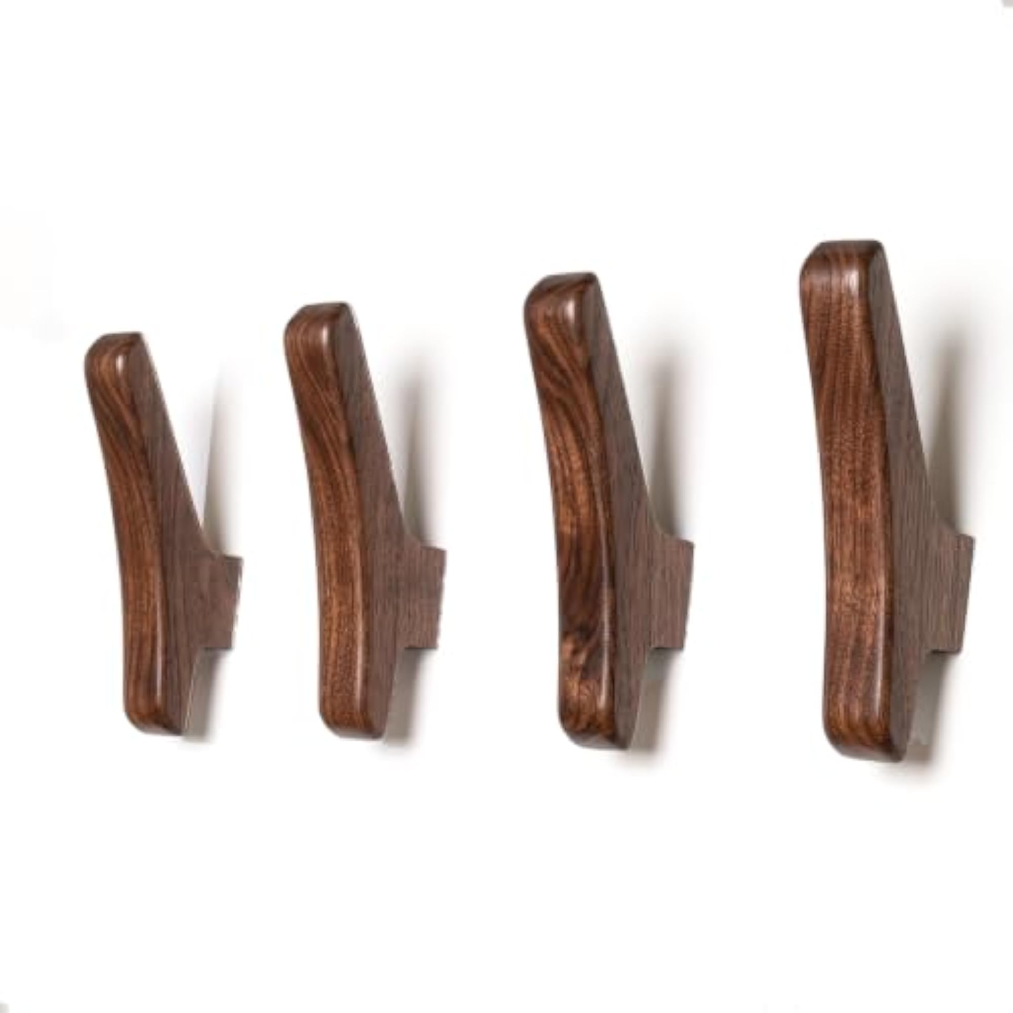 4 Pack Rustic Wood Coat Hooks for Wall Hanging