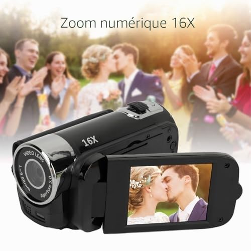 Caméra Vidéo 1080P, Caméscope 16MP, Zoom Numérique 16X, Caméra Vlogging avec Lumière de Remplissage, Trou de Filetage 1/4, écran Rotatif 2,4, Enregistreur USB (-2214230150511)