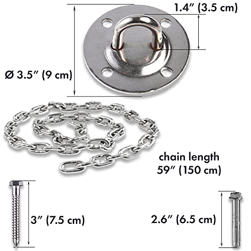 Ceiling-Mount-kit-with-chain-for-Macrame-swing-hammock-wall-mount-hook-for-Yoga-Trapeze-and-Straps-ceiling-bracket-for-Gymnastic-Rings-or-climbing-rope-at-home-basement-gym