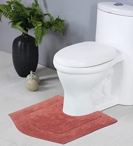 Home Weavers Waterford Collection 100% Cotton Tufted Bath Rug, Extra Soft and Absorbent Bath Rugs, Non-Slip Bath Mats, Machine Washable Bath Rugs for Bathroom, 20"x20" Contour, Coral