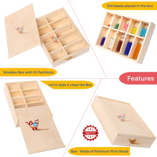 Image of GIFT EQUALS LOVE GELTOY Handmade Wooden Montessori Counting Beads Checker Board Math Games Toy Teaching Numbers Educational Decanomial Learning Homeschooling Toys Set (Educational)