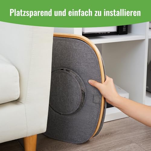 Bangleo Pfandflaschen Sammelbehälter 100L, Flaschensammler Leergut mit Waschmaschinenfeste Flaschentasche, Bambusrahmen Pfandbehälter für Leergut Sammlung & Aufbewahrung (Grau)