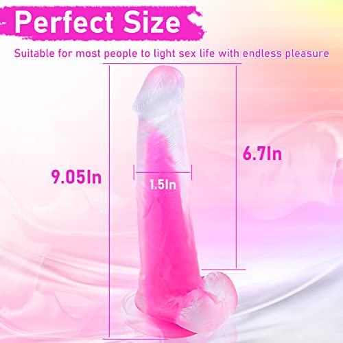 9" Realistic G Spot Dildo For Women, Glow In The Dark Vaginal Anal Dildos With Lifelike Glans Veins, Thick Penis Strong Suction Cup Hands-Free Adult Sex Toys For Beginners #TOP2