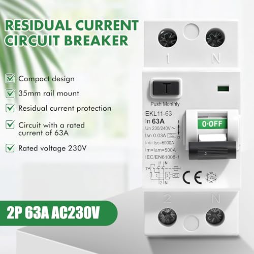 Miniatura 5 de Interruptor Diferencial Tipo A Disyuntor Magnetotermico 63a Disyuntor Diferencial 2p Ac230v Corriente Residual Nominal 30ma Interruptor De Corriente Residual Para Edificios Industriales Comerciales