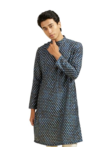 Image of DIWAS by MANYAVAR Men's Art Silk Bandhani Prints Angrakha Style Kurta (1pc)
