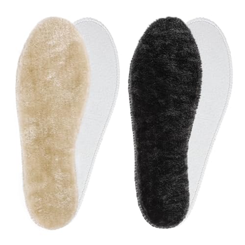 Riemot Plantillas Térmicas de Lana de cordero,2 Pares de Plantillas Calefactables para Hombre y Mujer,Cómodo y transpirable,para Zapatillas Deportivas,Zapatos de Trabajo e Invierno EU38