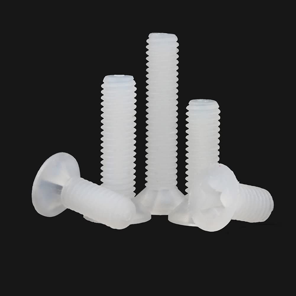 Viti Nylon Testa Svasata Incrociata Viti Nylon Testa Piatta a Croce Bianco M8x30mm (20 Pezzi)