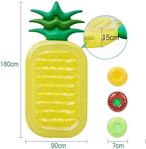 Miniatura 2 de Flotador inflable gigante de piña para piscina, balsa flotante, juguete flotante para adultos y niños (con 3 soportes para bebidas)